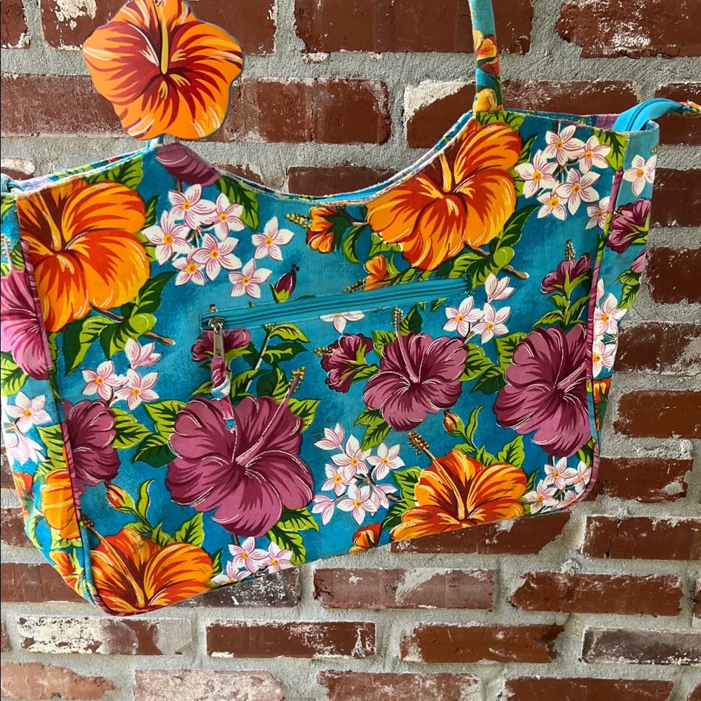 Vintage Cappella Floral Hibiscus Tropical Shoulder Bag Tote